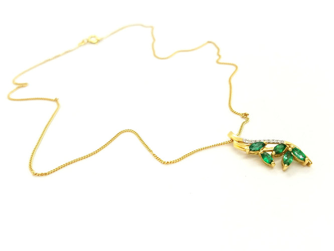 Collier Collier Chaîne + pendentif Or jaune Emeraude 58 Facettes 06591CD