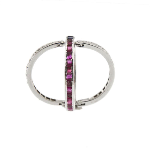 Bague 55 Bague Art Déco avec saphirs, rubis et diamants 58 Facettes 28944