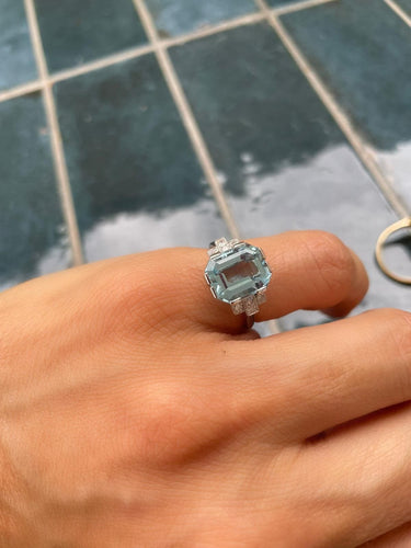 Bague Bague en platine aigue marine 58 Facettes 0