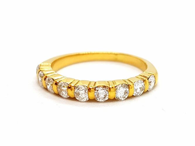 Bague 56 Bague Demie alliance Or jaune Diamant 58 Facettes 06359CD