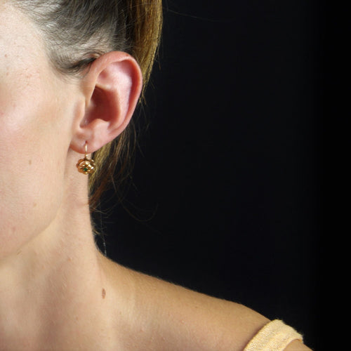 Boucles d'oreilles Dormeuses émeraudes et or 58 Facettes 15-397