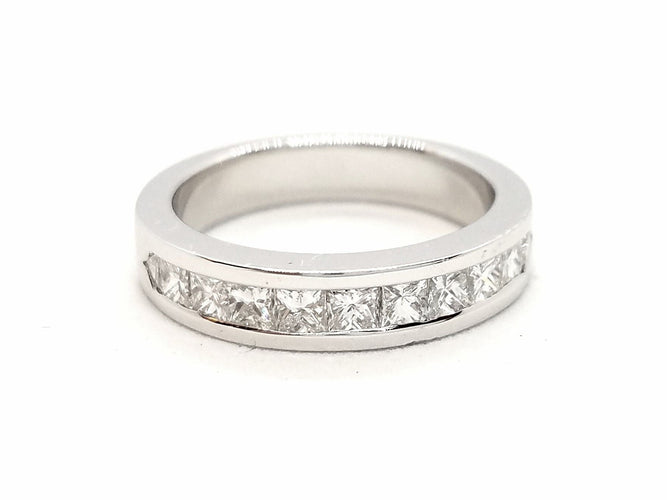 Bague 53 Bague Demie alliance Or blanc Diamant 58 Facettes 578777RV