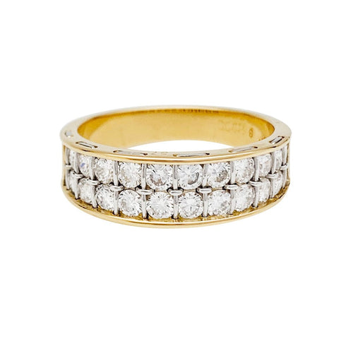 Bague 57 Bague Cartier, "Sérénade", or jaune, platine et diamants. 58 Facettes 30931