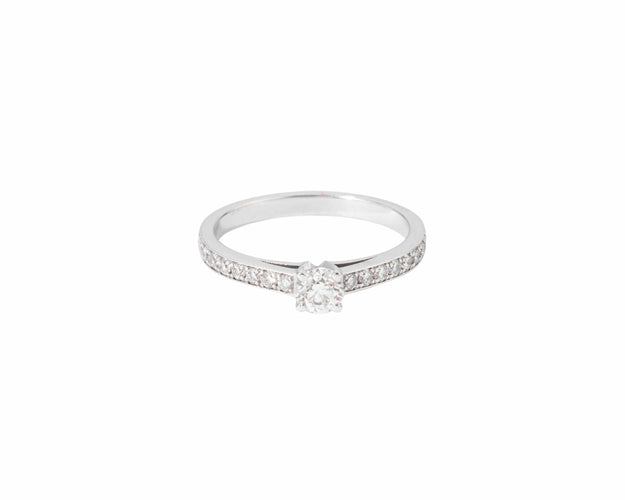 Bague Bague solitaire vintage diamants sur or gris 58 Facettes 0