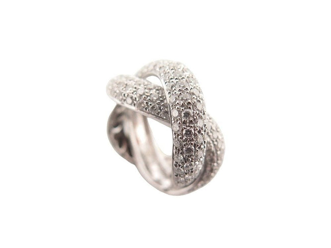 Bague 49 bague POIRAY tresse 4 rangs en or blanc 18k 128 diamants 2.3ct 58 Facettes 253649