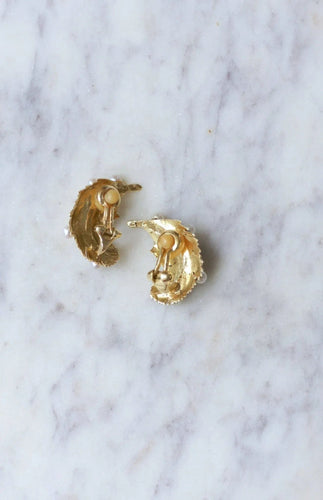 Boucles d'oreilles Clips d'oreille or jaune et perles 58 Facettes