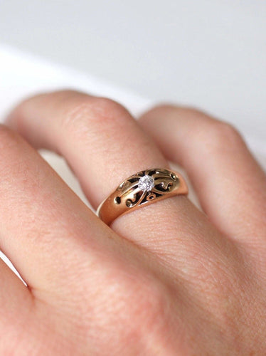 Bague Bague ancienne jonc or rose et diamant 58 Facettes
