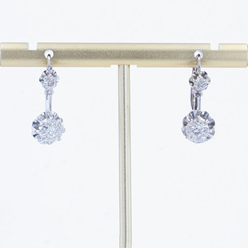 Boucles d'oreilles Boucles d'oreilles or blanc diamants en dormeuses 58 Facettes 22-161A