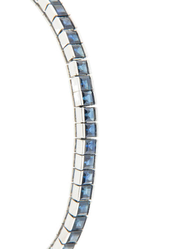 Bracelet Bracelet Ligne en or blanc et saphirs naturels calibrés 58 Facettes