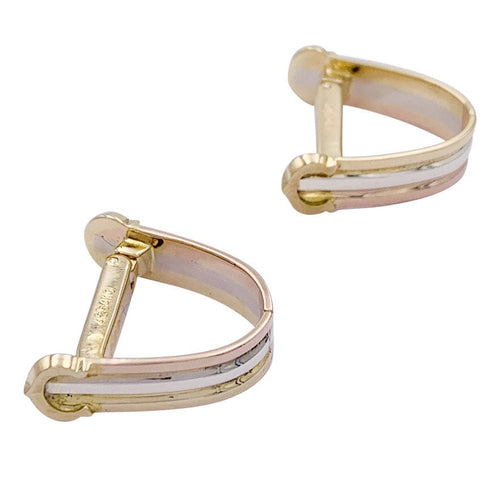 Boutons de manchette Boutons de manchettes Cartier Mini Ressort CC trois ors. 58 Facettes 32489