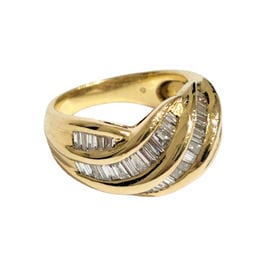 Bague 54 Bague ondulée, diamants baguette 58 Facettes 1-1324/1