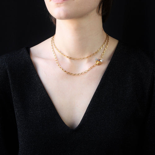 Collier Sautoir en or ancien maille gourmette ovale torsadée et son coulant 58 Facettes CVCO11-22-085
