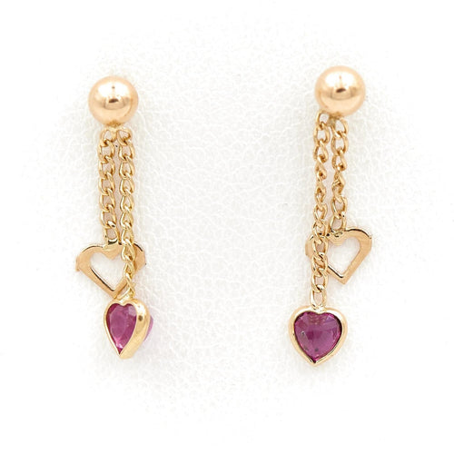 Boucles d'oreilles Boucles d'oreilles Coeur Or jaune Rubis 58 Facettes 1670719CN