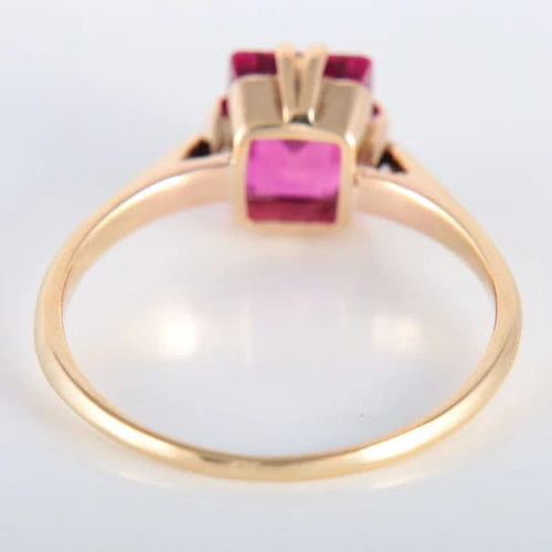 Bague Bague or jaune rubis synthétique rectangle 58 Facettes