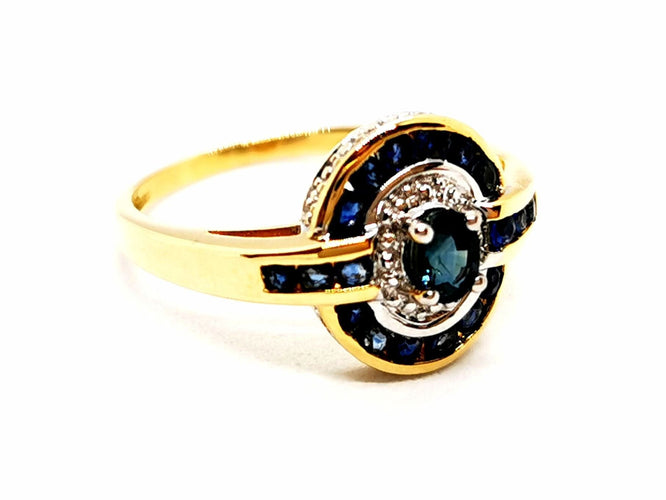 Bague 53 Bague Art déco Or jaune Saphir 58 Facettes 1292342CN