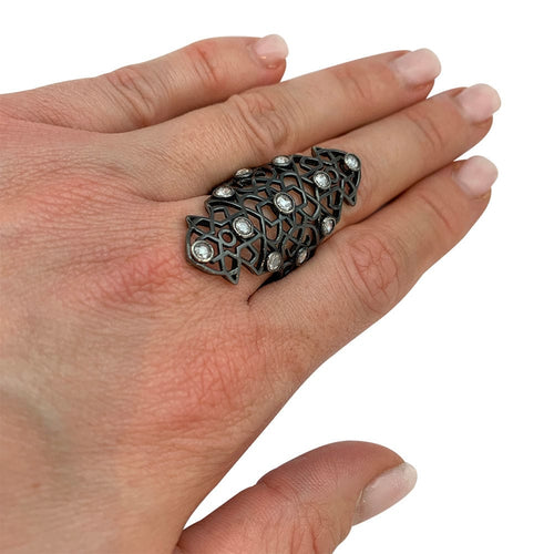 Bague 57 Bague Repossi "Maure" en or noirci et diamants. 58 Facettes 31321