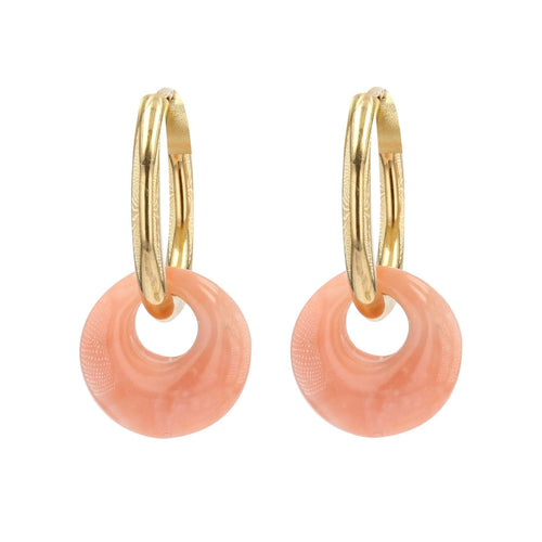 Boucles d'oreilles Créoles en or et pampille de corail 58 Facettes 21-556