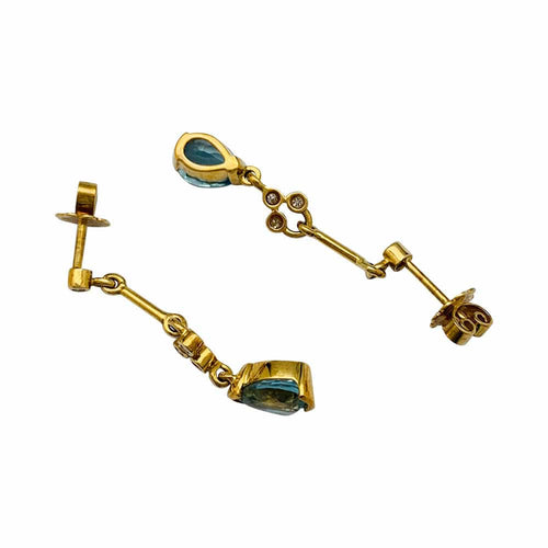 Boucles d'oreilles Boucles d'oreilles Stern, or jaune, aigues marines et diamants. 58 Facettes 31907