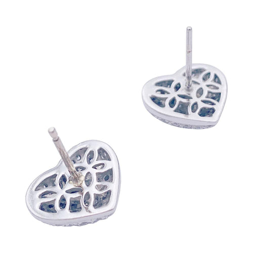 Boucles d'oreilles Boucles d'oreille "Coeur" or blanc, diamants. 58 Facettes 32876