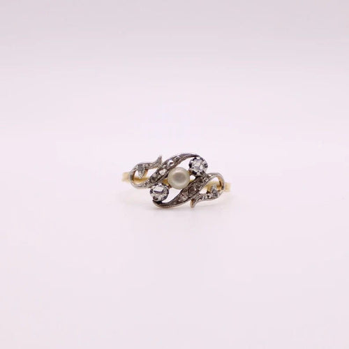 Bague Bague 2 ors, composée d’une perle et de 2 diamants 58 Facettes