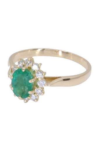 Bague 56 BAGUE POMPADOUR ÉMERAUDE DIAMANTS 58 Facettes 075201