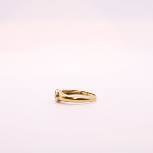 Bague Solitaire diamants en pavage sur or jaune et blanc 58 Facettes