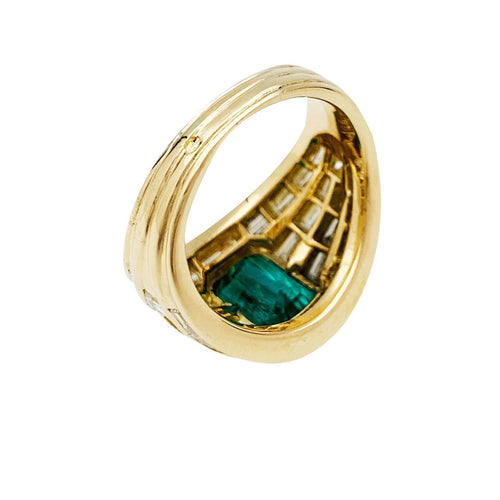 Bague 58 Bague or jaune, émeraude 2.86 carats, diamants baguettes. 58 Facettes 30650