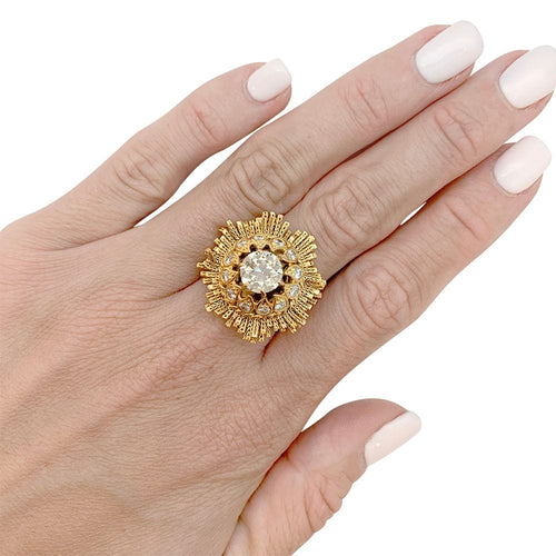 Bague 55 Bague Sterlé en or jaune et diamants. 58 Facettes 31575