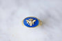 Bague Chevalière maçonnique aigle Russe à deux têtes en or et lapis-lazuli 58 Facettes