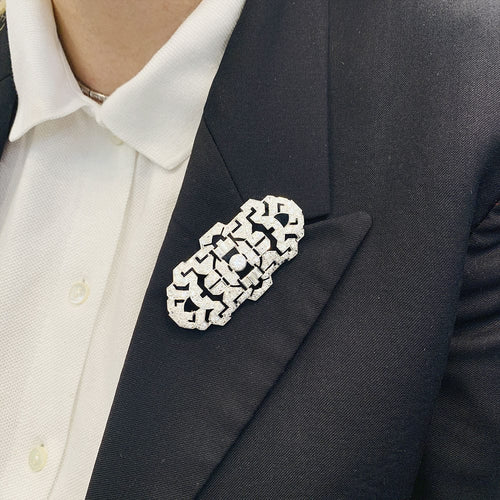 Broche Broche Art Déco, platine et diamants. 58 Facettes 33343