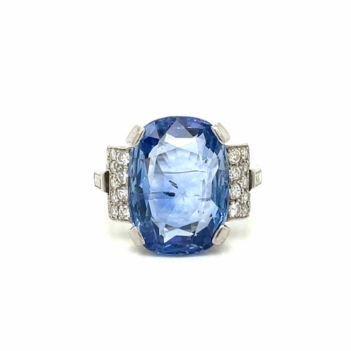 Bague Bague Art Déco Platine Diamant Saphir 58 Facettes