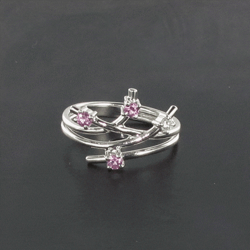 Bague 54 Bague or blanc diamant saphir rose 58 Facettes 18-093D-54
