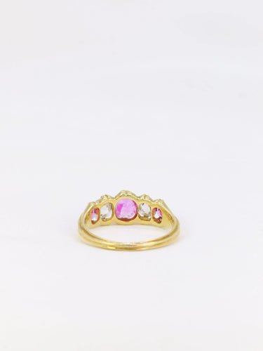 Bague Bague jarretière Saphirs roses Diamants taille ancienne 58 Facettes 842