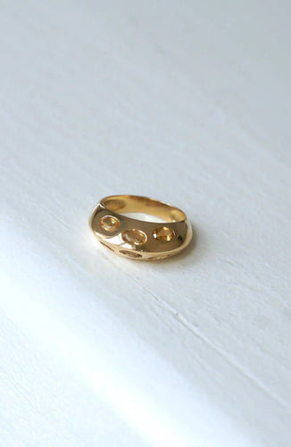 Bague 53.5 Bague jonc pyramidale or et citrines 58 Facettes