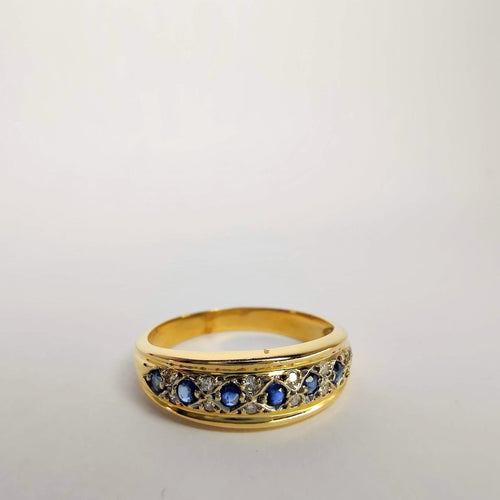 Bague Bague en or jaune diamants et saphirs 58 Facettes 5584