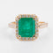 Bague Bague émeraude entourage diamants, or jaune 58 Facettes 1