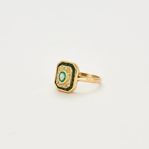 Bague 53 Bague Art Deco, émeraudes et diamants 58 Facettes BO/230040/