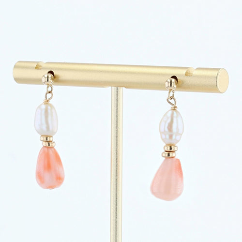 Boucles d'oreilles Boucles d'oreilles perles baroques et verre corail 58 Facettes 19-179B