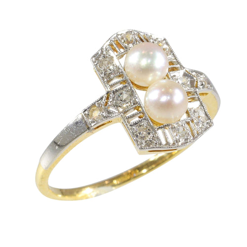 Bague 52 Bague de fiançailles diamant perle Art Déco 58 Facettes 23271-0580