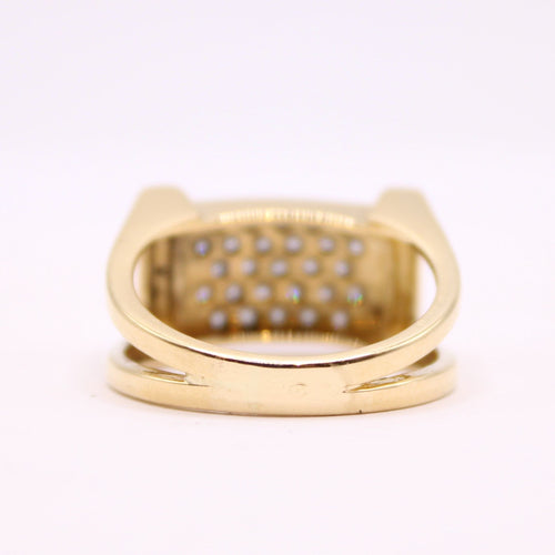 Bague Bague large or jaune et pavage de diamants 58 Facettes