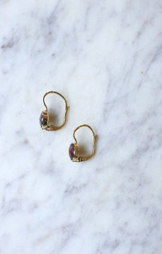 Boucles d'oreilles Dormeuses anciennes or et grenats 58 Facettes
