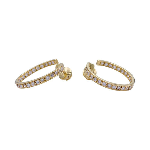 Boucles d'oreilles Créoles en or jaune et diamants. 58 Facettes 32410