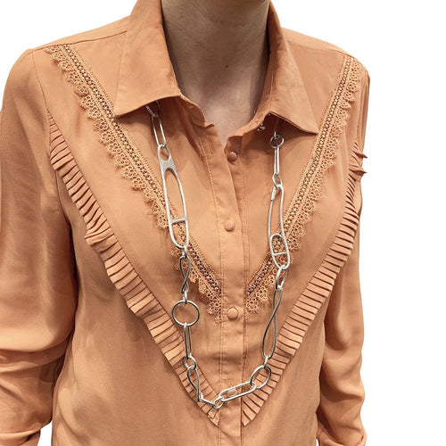 Collier Sautoir Hermès "Double Chaîne d'Ancre Punk" en argent. 58 Facettes 31017