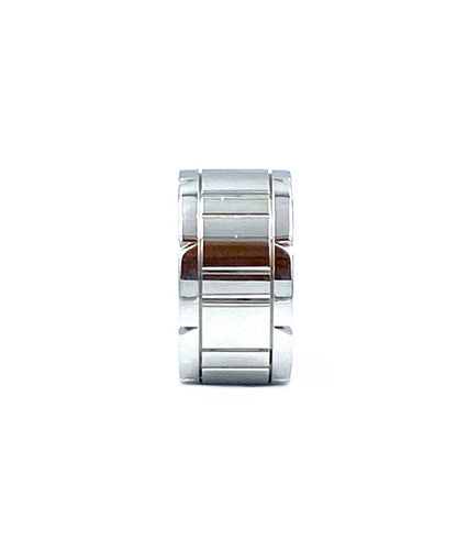 Bague 54 Cartier. Collection Tank Française, bague or blanc 58 Facettes