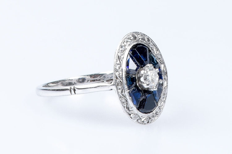 Bague Bague diamant saphir or blanc 58 Facettes BG250736-18