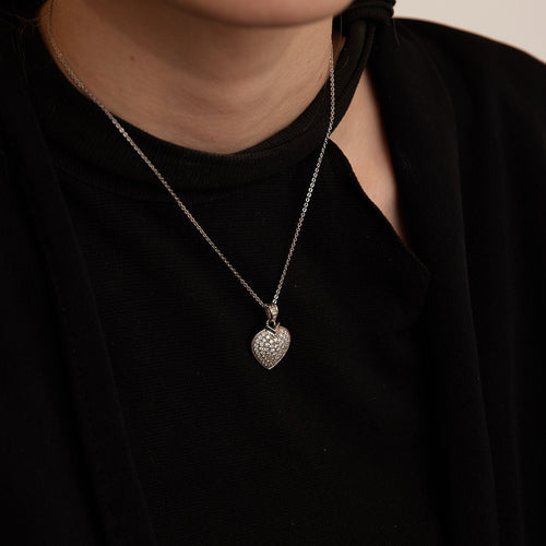 Pendentif Pendentif coeur diamants, or gris 58 Facettes
