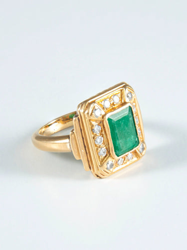 Bague 55 Bague Emeraude et Diamants 58 Facettes