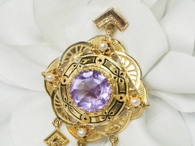 Broche Broche pendentif Napoléon III améthyste et perles fines 58 Facettes 28787