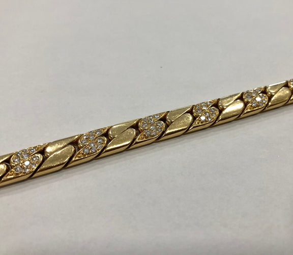 Bracelet Bracelet massif maille anglaise or jaune et diamants 58 Facettes