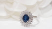 Bague 54 Bague en or blanc, saphir et diamants 58 Facettes F4952
